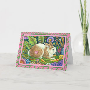 CARTE RABBIT D'ART FOLAIRE, OISEAU DE BLUEBÈRE, JARDIN S