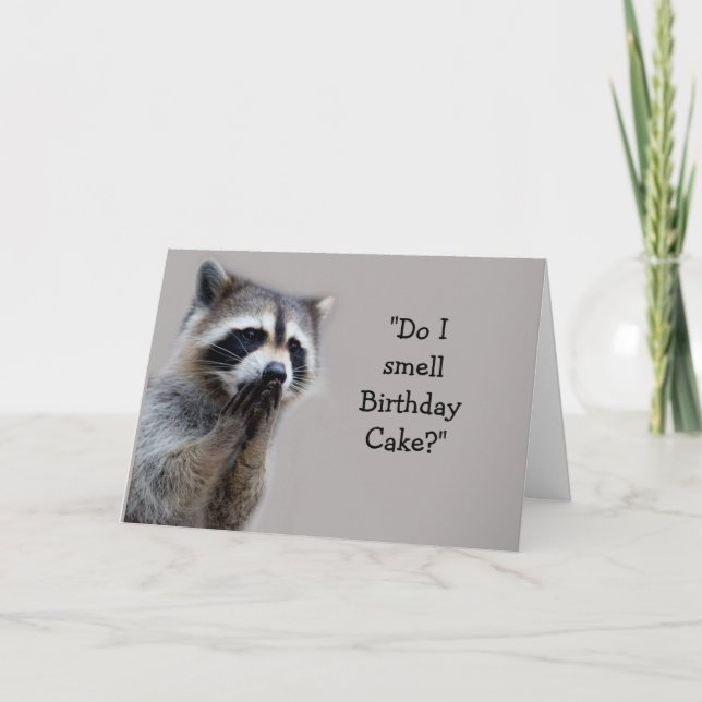 Carte Raccoon Animal Humor Birthday Cake Fun Card (Devant)