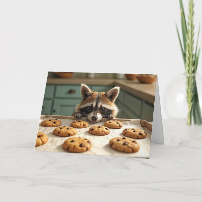 Carte Raccoon Anniversaire Avec Chip Chocolat Cookies (Devant)