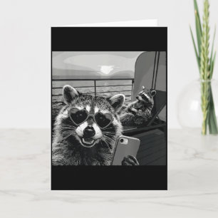 Carte Raccoon Couple Saint-Valentin Croisière Selfie Cœu
