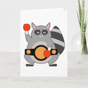 Carte Raccoon en champion de boxe avec ceinture