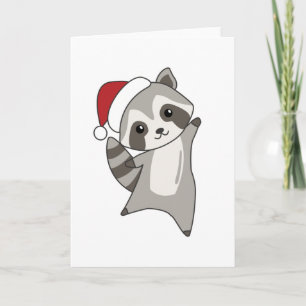 Carte Raccoon Noël Neige hiver Raccoon
