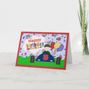 Carte Race Car 3 Years Boy Birthday Card