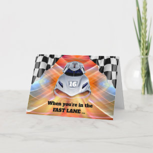 Carte Race Car Thème 16ème anniversaire pour Grandson