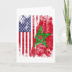 Carte RACINES MAROCAINES Demi Drapeau Américain DRAP