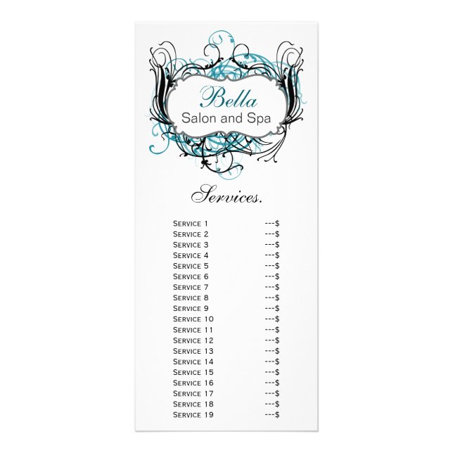 carte rack chic aqua, noir et blanc Services (Devant)