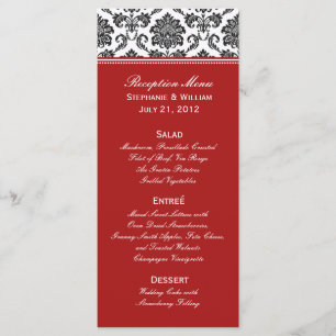 Carte rack de menu Mariage damassé noir et blanc