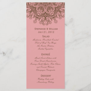 Carte rack de menu Mariage rose et Brown