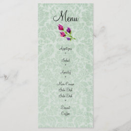 Carte rack de menu Mint Green Mariage damassé 4 po