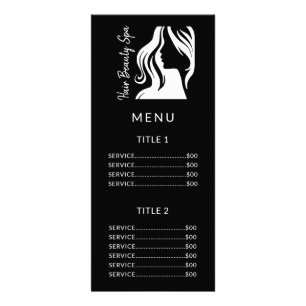 Carte rack du menu du salon noir logo blanc