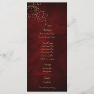 Carte Rack du menu Mariage élégant Burgundy Red Go
