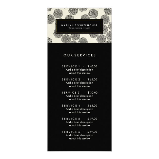 Carte rack du menu Service personnalisable (Devant)