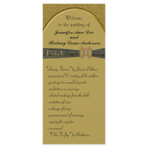 Carte rack du programme de mariage noir et or