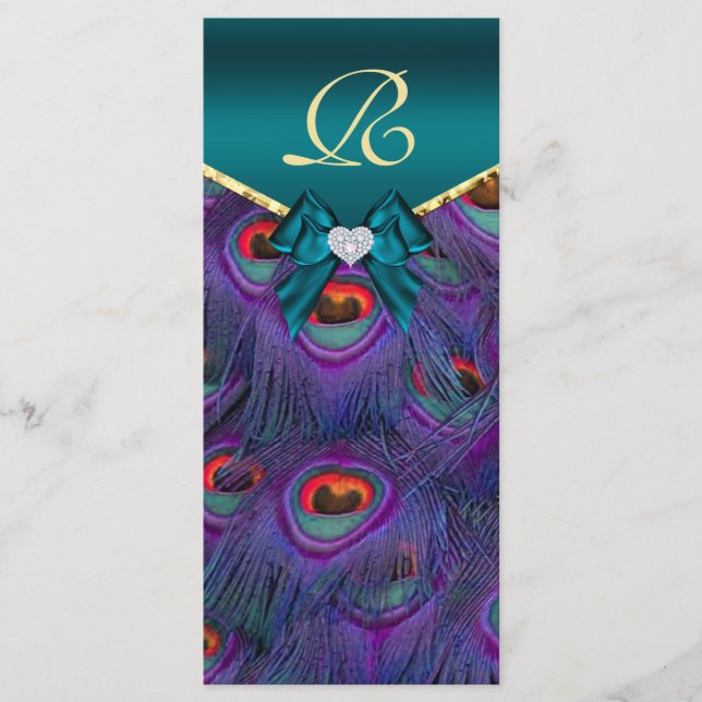 Carte rack du programme de mariage Peacock Plum tu (Devant)