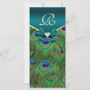Carte rack du programme de mariage Peacock turquoi