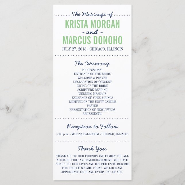 Carte rack du programme de mariage Silhouettes sim (Devant)