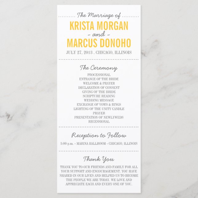 Carte Rack du programme de mariage Silhouettes sim (Devant)