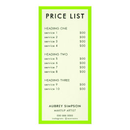 Carte rack Green Minimal Price List