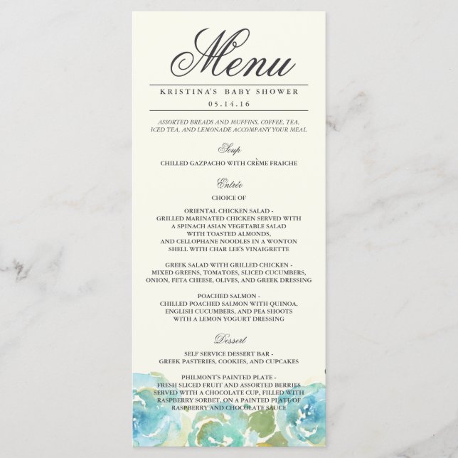 Carte Rack Menu Floral Lavish (Devant)