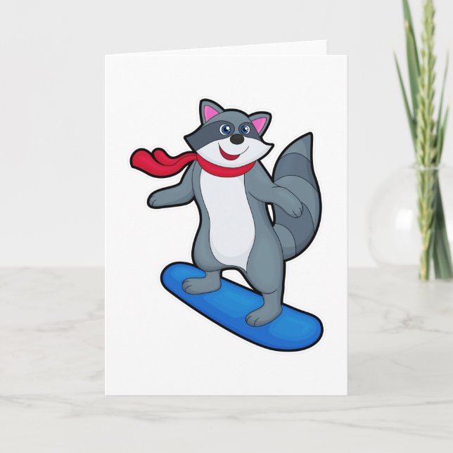 Carte Racon en Snowboard avec Snowboard & Scarf (Devant)