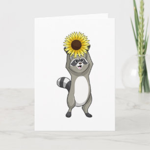 Carte Racoon avec tournesol