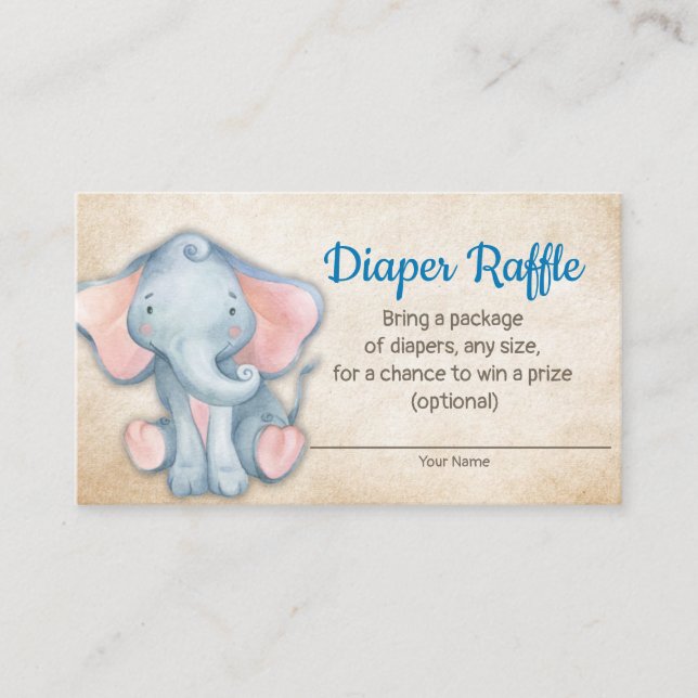 Carte Raffin Baby shower Eléphant Jungle (Devant)