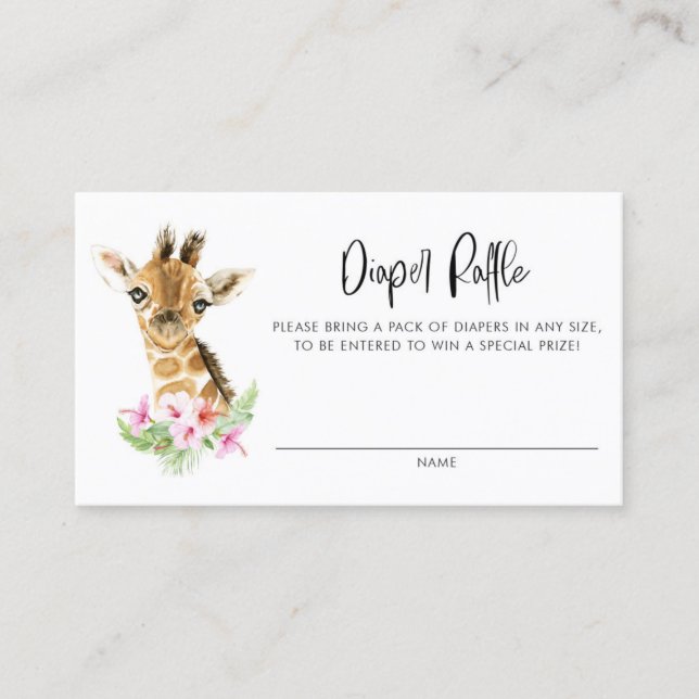 Carte Raffle à couches florales pour bébé en aquar (Devant)