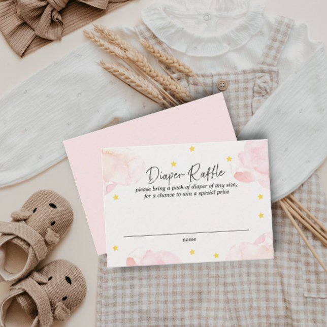 Carte Raffle Baby shower Fille Nuages Roses (Créateur téléchargé)