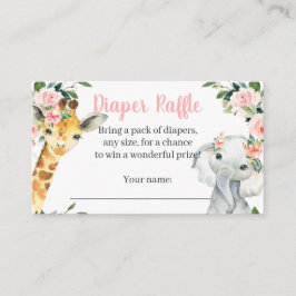 Carte Raffle pour Baby shower animal fille Safari