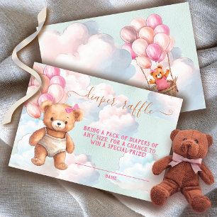 Carte Raffle Teddy Bear Girl Balloon Diaper