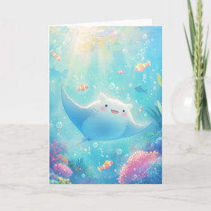 Carte Raie Manta souriante dans le Paradis de Corail