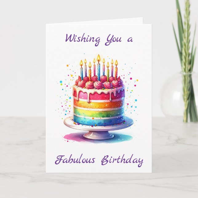 Carte Rainbow Cake | Je vous souhaite un magnifique anni (Devant)