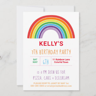Carte Rainbow Colorful Girls Birthday Party