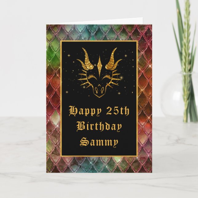 Carte Rainbow Dragon Scales Faux Parties scintillant Joy (Devant)