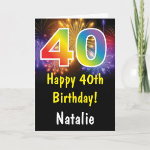 Carte Rainbow Fireworks colorée 40e anniversaire