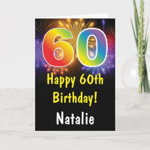 Carte Rainbow Fireworks colorée 60e anniversaire