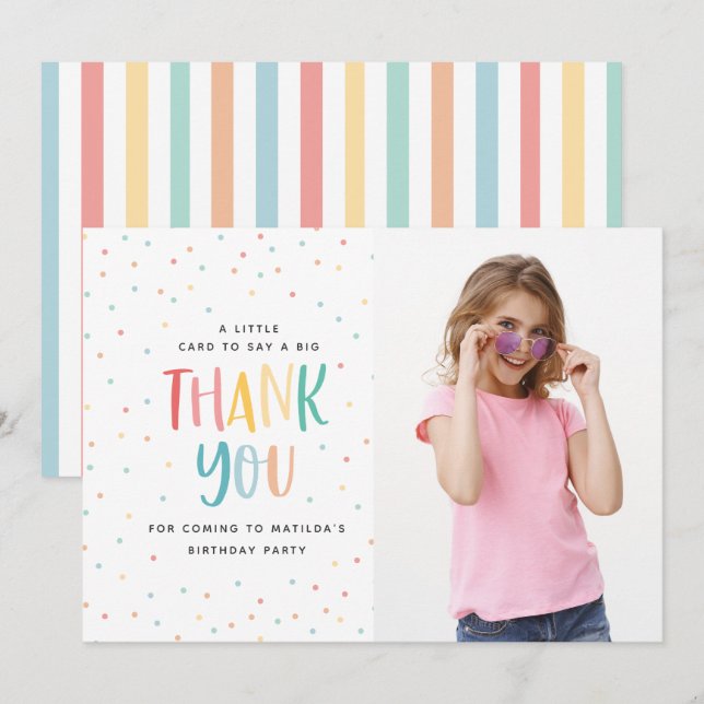 Carte Rainbow fun photo couleur vive merci (Devant / Derrière)