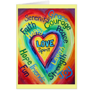 Carte Rainbow Heart Spirit Words