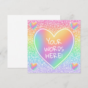 Carte Rainbow Hearts Doodles personnalisée