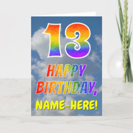 Carte Rainbow Look "13" & "HAPPY BANTHDAY", Nuages, Sky