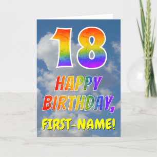 Carte Rainbow Look "18" & "HAPPY BANTHDAY", Nuages, Sky