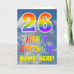 Carte Rainbow Look "26" & "HAPPY BANTHDAY", Nuages, Sky
