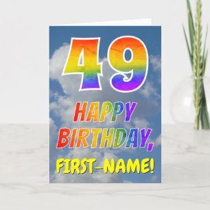 Carte Rainbow Look "49" & "HAPPY BIRTHDAY", Clouds, Sky