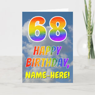 Carte Rainbow Look "68" & "HAPPY BANTHDAY", Nuages, Sky