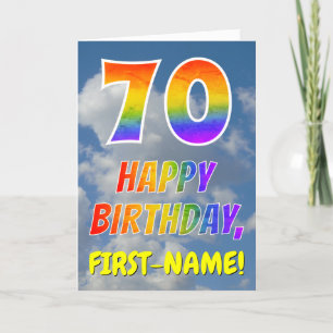 Carte Rainbow Look "70" & "HAPPY BANTHDAY", Nuages, Sky