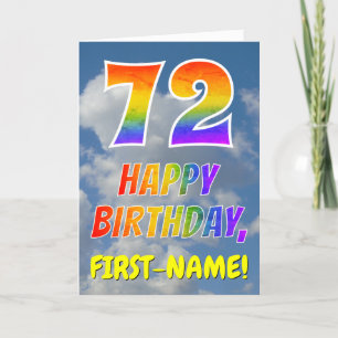 Carte Rainbow Look "72" & "HAPPY BANTHDAY", Nuages, Sky