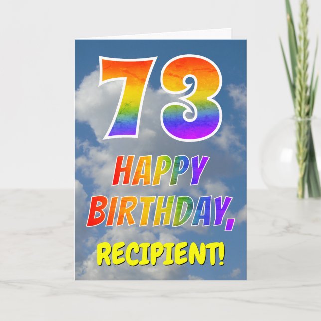 Carte Rainbow Look "73" & "HAPPY BANTHDAY", Nuages, Sky (Devant)