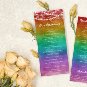 Carte Rainbow Ombre String Lights Détails Mariage gay