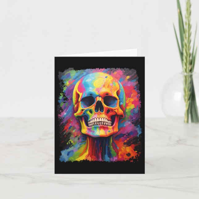 Carte Rainbow Skeleton Anatomie effrayant Halloween (Devant)