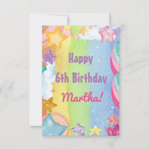 Carte Rainbow stars scintillant mignon Joyeux anniversai